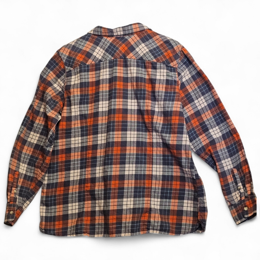 L.L. Bean Blue and Orange Plaid Button Down Shirt - Picture 2 of 10